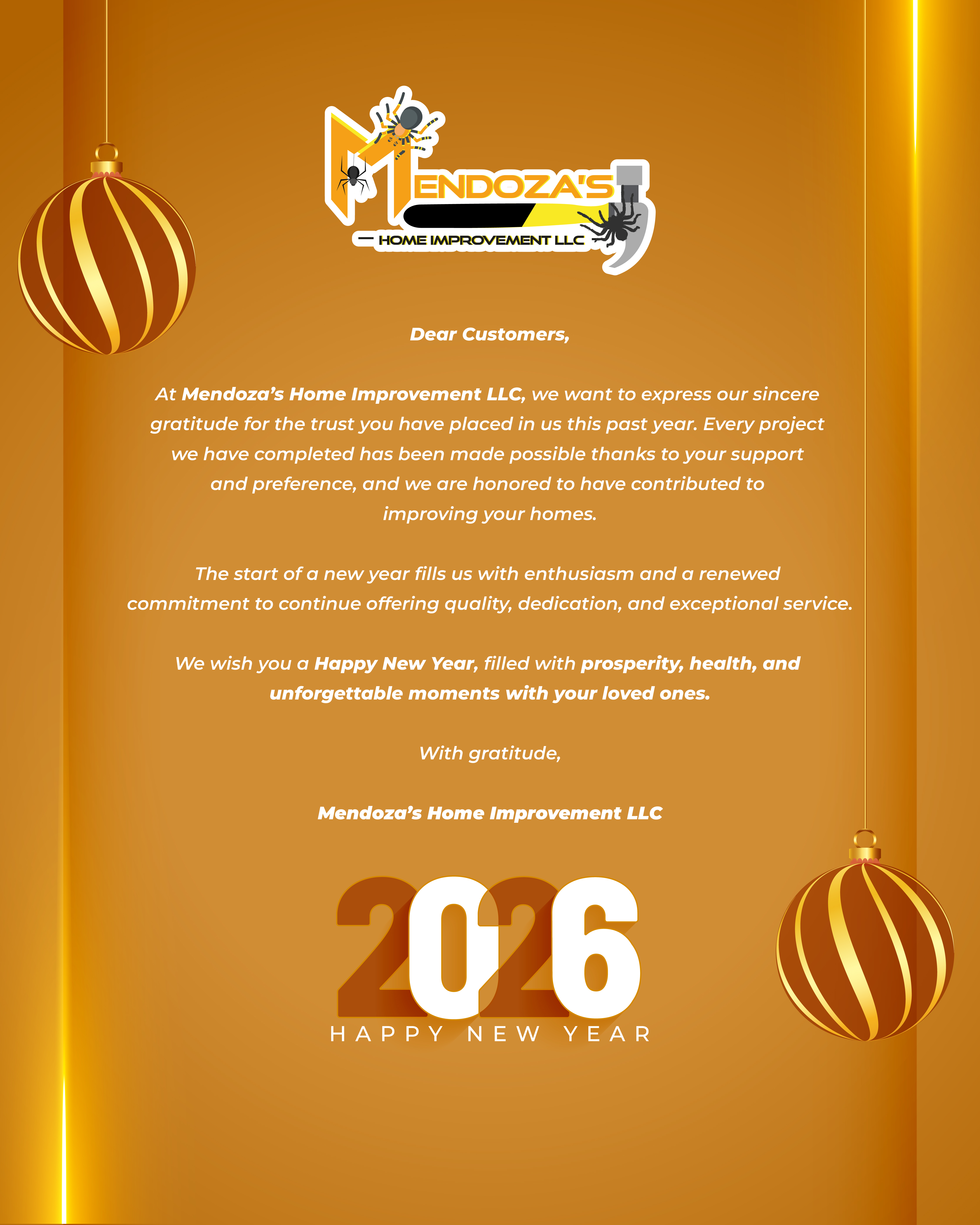 Happy New Year Flyer - Mendozas Home Improvement LLC